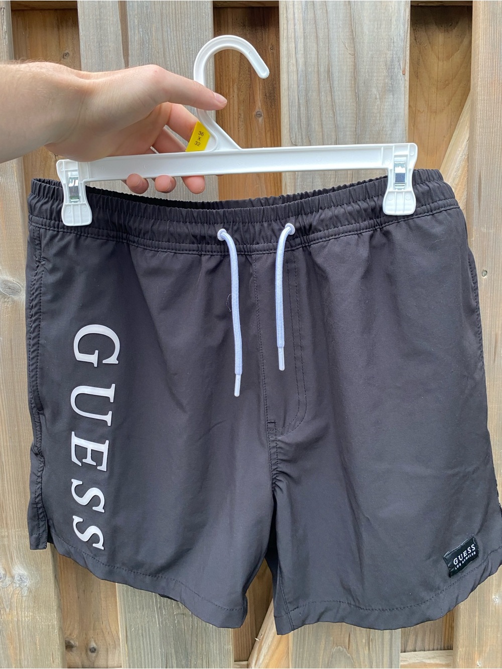 Guess Black Swim Shorts with White Logo Patch